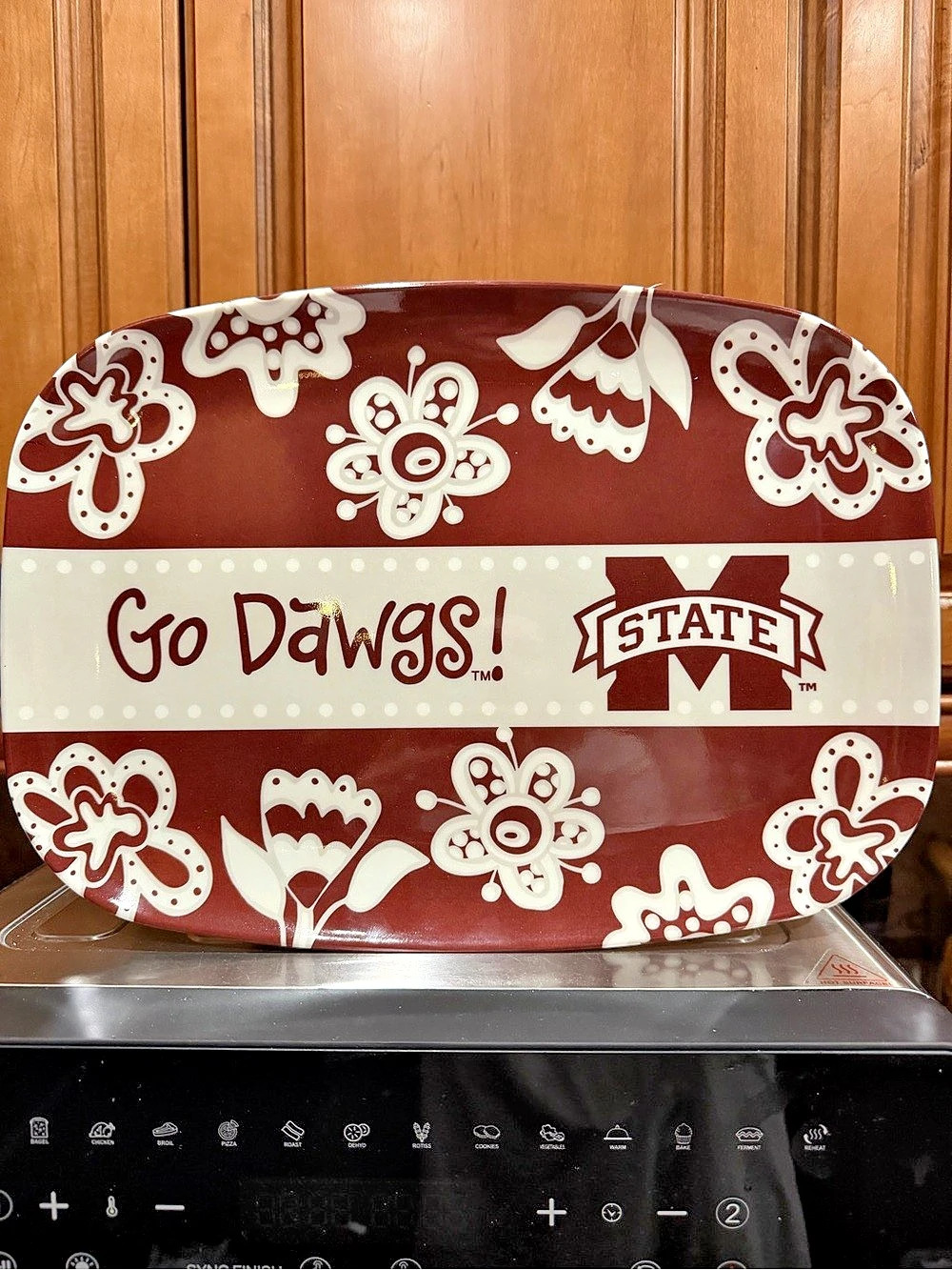 Mississippi State Melamine Platter Floral Red & White NWT